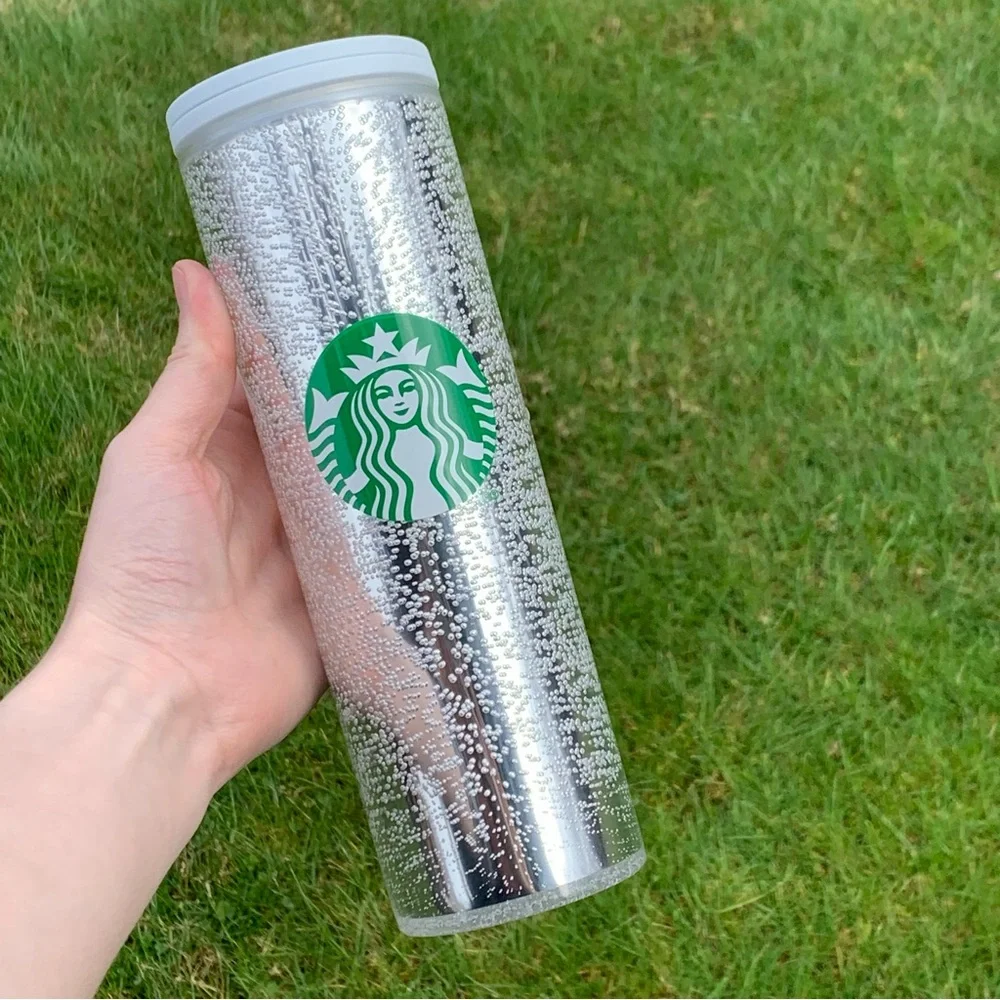 Silver Starbucks 2020 Christmas Holiday Champagne Bubble Design Hot Cup Tumbler